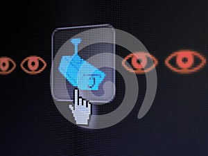 Protection concept: Camera And Eye on digital computer screen