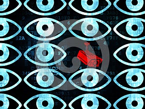 Protection concept: cctv camera icon on Digital