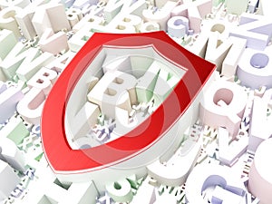 Protection concept: Contoured Shield on alphabet