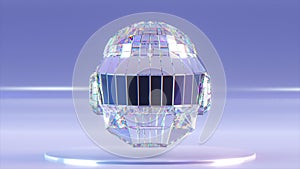 Protection concept. Diamond Daft Punk helmet on an abstract background. White blue color. 3d illustration photo