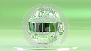 Protection concept. Diamond Daft Punk helmet on an abstract background. White green color. 3d illustration photo