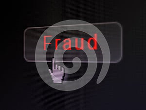 Protection concept: Fraud on digital button background