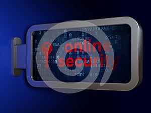 Protection concept: Online Security and Key on billboard background