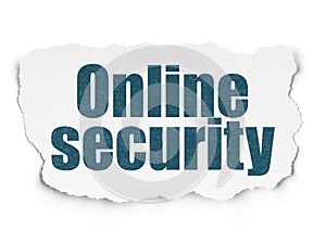 Protection concept: Online Security on Torn Paper background