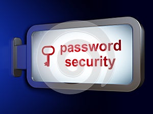 Protection concept: Password Security and Key on billboard background