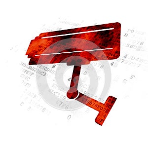 Protection concept: Cctv Camera on Digital background