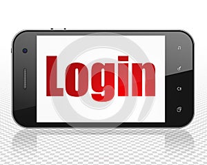Protection concept: Smartphone with Login on display