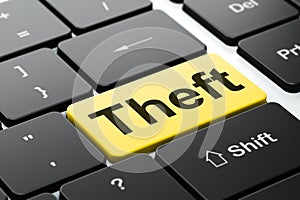 Protection concept: Theft on computer keyboard background