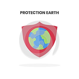 Protection Earth icon flat.