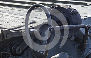 Protection elements of the military light amphibious tank PT-76. Lantern for lighting with protection on a Soviet tank, object 740