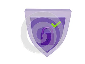 Protection enabled violet symbol. 3d render.
