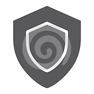 Protection glyph icon, safety and security, shield sign, vector graphics, a solid pattern on a white background.