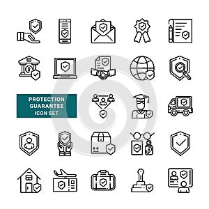 Protection guarantee icon set