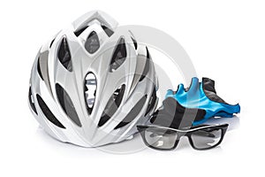 Protection helmet gloves and glasses for cycling