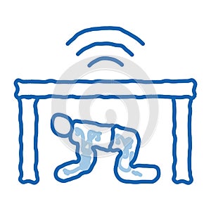 protection hide human under table doodle icon hand drawn illustration