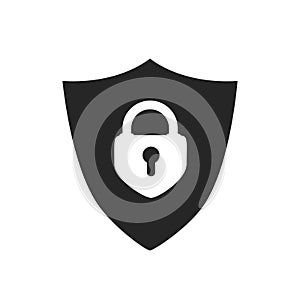 Protection icon vector. Padlock icon. Shield icon. Shield with a checkmark in the middle Protection icon concept, data.