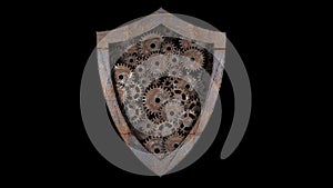 Protection of information. Protection against external threats. Gear mechanism. 3D illustration.