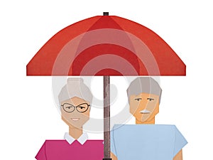 Protection insurance of pensioners social concept illustration