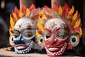 protection masks worn during traditional balinese dance