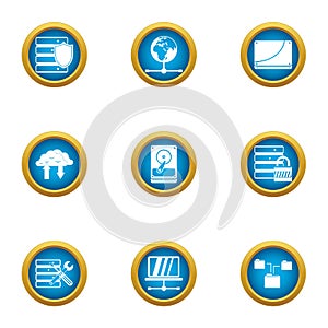 Protection measure icons set, flat style