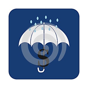 Protection money concept. Safe and secure investment, insurance. Vector illustration flat design style. Umbrella as a shield to