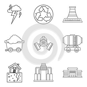 Protection of nature icons set, outline style