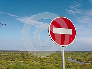 Protection of Nature. stop sign Movement Prohibition