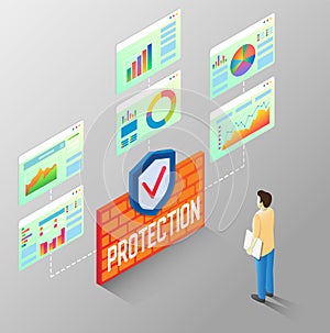 Protection reports vector isometric flow chart
