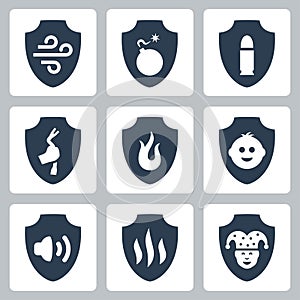 Protection and resistance related icon set photo