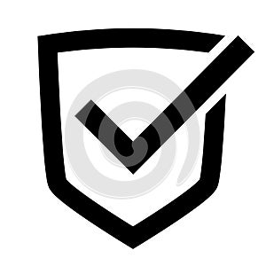 Protection shield with checkmark vector icon symbol