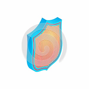 Protection shield icon, isometric 3d style