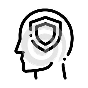 Protection Shield In Man Silhouette Mind Vector