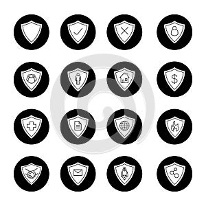 Protection shields icons set