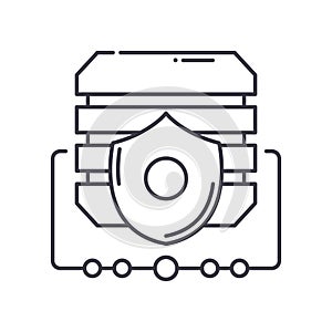 Protection system icon, linear isolated illustration, thin line vector, web design sign, outline concept symbol with