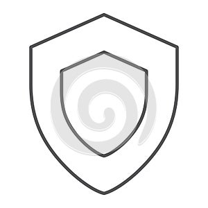 Protection thin line icon, safety and security, shield sign, vector graphics, a linear pattern on a white background.