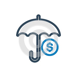 Protection umbrella Finance, insurance, protection, secure investment, umbrella , investment icon vector illustration