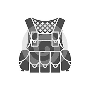 Protection vest, vector flat paintball or airsoft icon