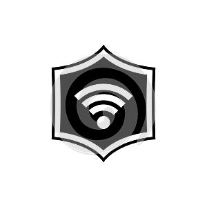 Protection wifi icon. Private network logo. Shield with wi-fi symbol isolated on white background