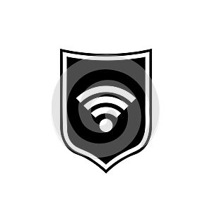 Protection wifi icon. Private network logo. Shield with wi-fi symbol isolated on white background