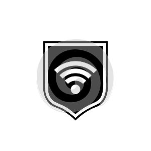 Protection wifi icon. Private network logo. Shield with wi-fi symbol isolated on white background