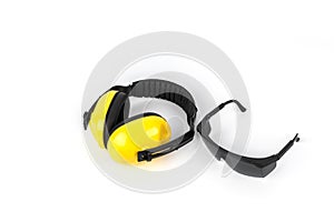 Protective ear muffs and Protective goggles