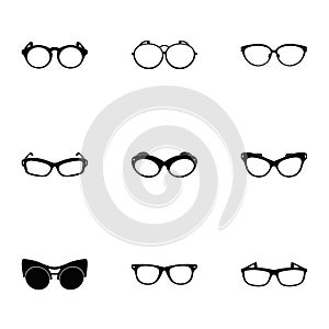 Protective eyewear icons set, simple style