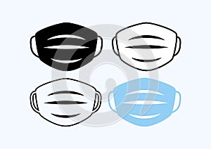 Protective face mask simple graphic icons set vector