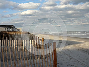 Protective Fencing at Wrightsville Beach at Dusk