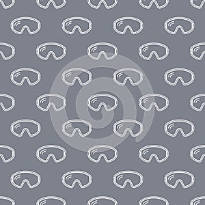 Protective glasses. Silhouette of safety glasses on a gray background.