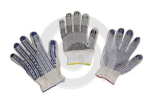 Protective gloves for maual labor, isolated, with clipping path