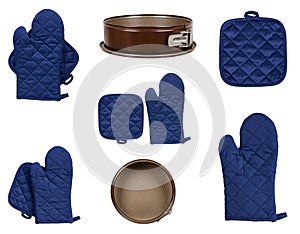 Protective gloves and mitt for backery, set and collection photo