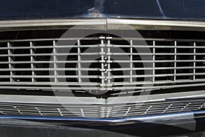 Protective grille for car radiator. Old Soviet car.