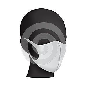 Protective mask. Dust mask on black mannequin. Air pollution vector illustration