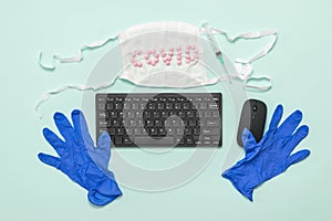 Protective means against infections-the keyboard and mouse on a light background.